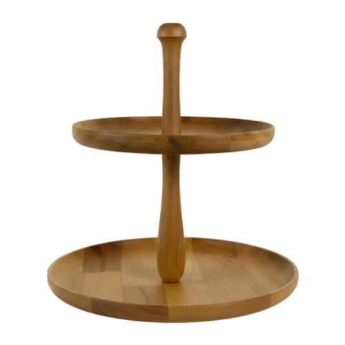 ظرف شیرینی دو طبقه با چوب راش و رنگ ضدآب گیاهی