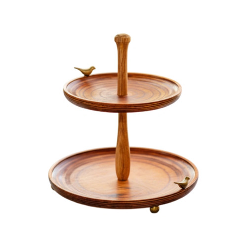 ظرف شیرینی دو طبقه با چوب روس و رنگ ضدآب گیاهی